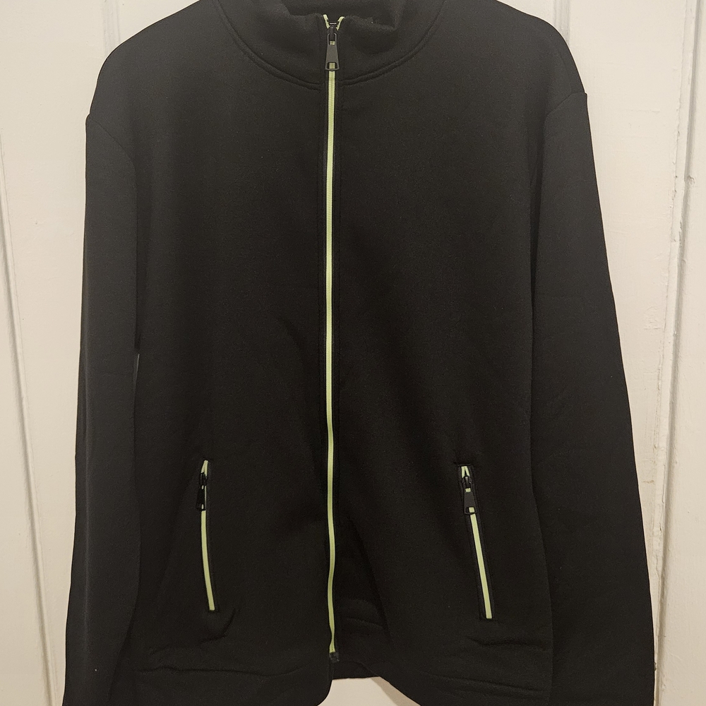 NEW Black Zip-Up Jacket with Neon Accents